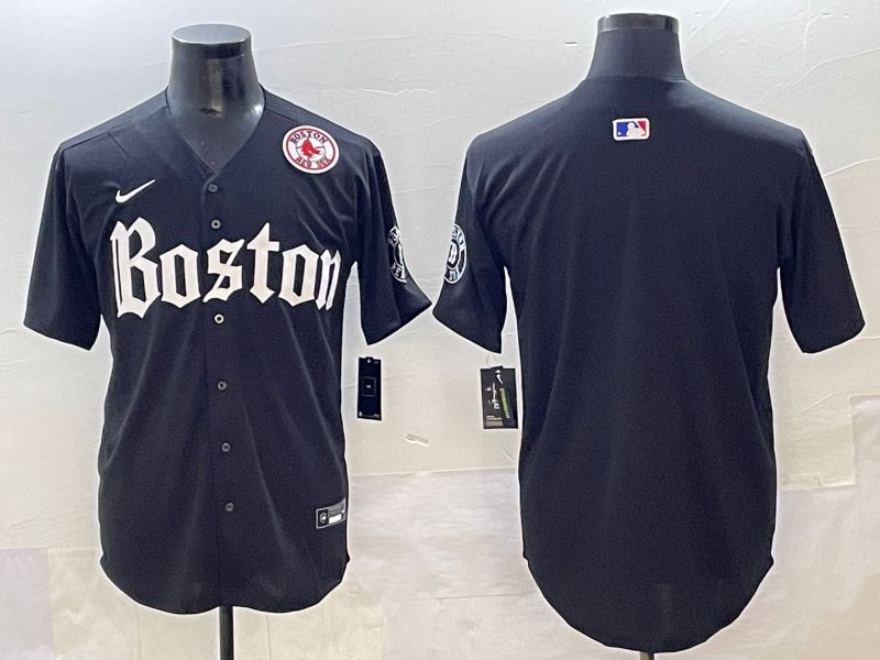 Men 2025 Boston Red Sox Blank Black Five generations Joint Name Nike MLB Jersey style 3